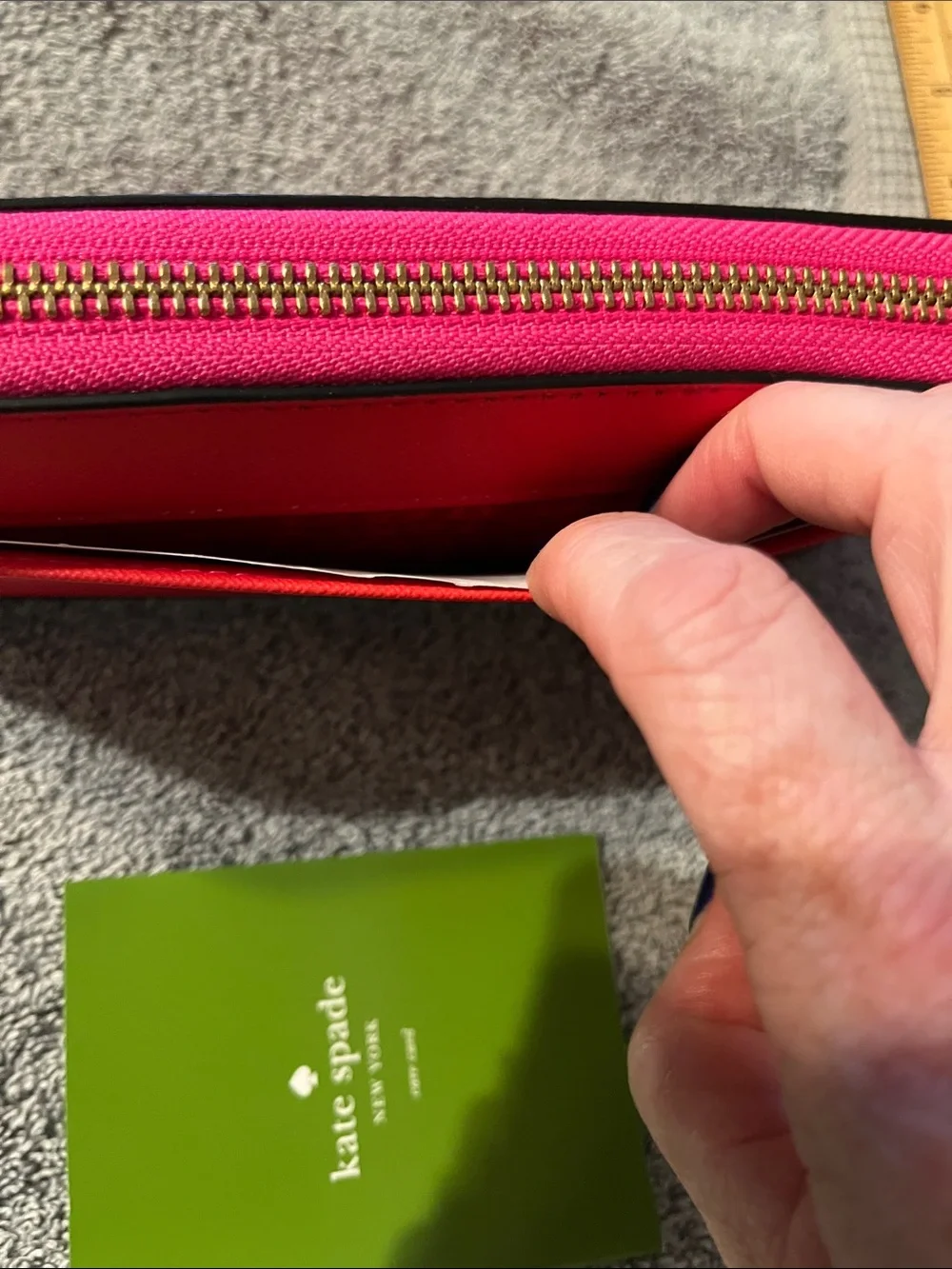 NWOT Kate Spade NY Continental Wallet Bonita Stripe Pattern Pink Zipper